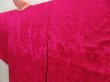 Photo2: 5726T04z350 Antique Japanese Kimono Silk JUBAN Flowers Red-Pink (2)
