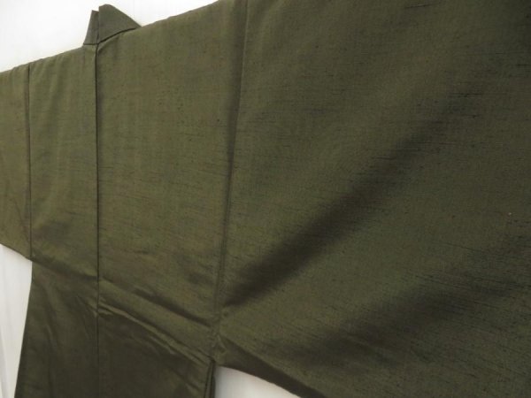 Photo5: 5726T07z670 Vintage Japanese Kimono Silk Men's HAORI 春画 Green-Gray (5)