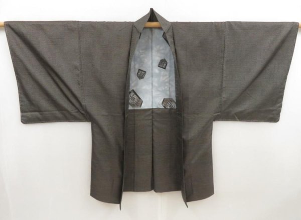 Photo4: 5726T08z510 Vintage Japanese Kimono Silk Men's OSHIMA HAORI Shogi (4)
