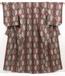 Photo1: 5726T09z700 Vintage Japanese Kimono Silk OSHIMA TSUMUGI Flower Black (1)
