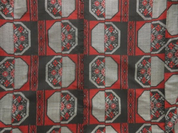Photo5: 5726T09z700 Vintage Japanese Kimono Silk OSHIMA TSUMUGI Flower Black (5)