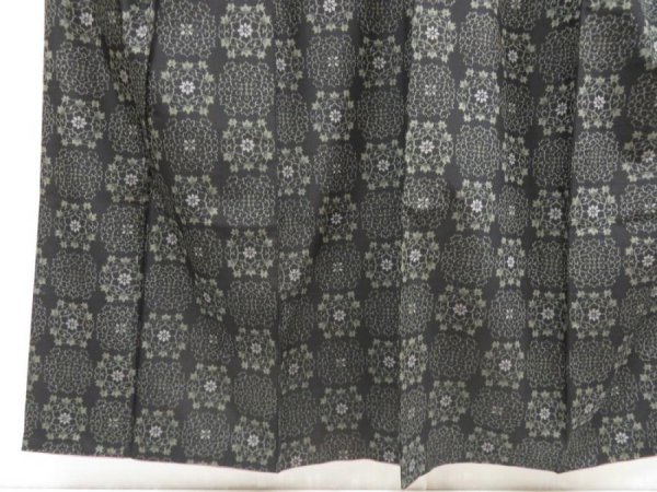 Photo4: 5726T10z670 Vintage Japanese Kimono Silk OSHIMA TSUMUGI Flower Black (4)