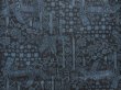 Photo5: 5726T11z710 Vintage Japanese Kimono Silk TSUMUGI Flowers Black, Blue-Gray (5)