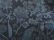 Photo6: 5726T11z710 Vintage Japanese Kimono Silk TSUMUGI Flowers Black, Blue-Gray (6)