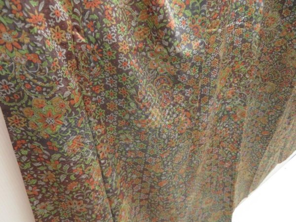 Photo3: 5726T12z930 Vintage Japanese Kimono Silk KOMON Flowers Dark purple-gray (3)