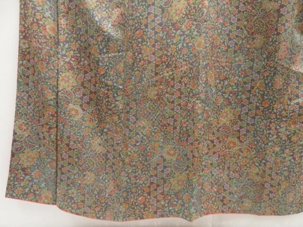 Photo4: 5726T12z930 Vintage Japanese Kimono Silk KOMON Flowers Dark purple-gray (4)