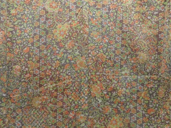 Photo5: 5726T12z930 Vintage Japanese Kimono Silk KOMON Flowers Dark purple-gray (5)