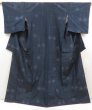 Photo1: 5726T13z810 Vintage Japanese Kimono Silk TSUMUGI Flower Navy (1)