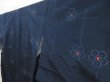 Photo2: 5726T13z810 Vintage Japanese Kimono Silk TSUMUGI Flower Navy (2)