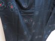 Photo3: 5726T13z810 Vintage Japanese Kimono Silk TSUMUGI Flower Navy (3)