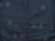 Photo5: 5726T13z810 Vintage Japanese Kimono Silk TSUMUGI Flower Navy (5)