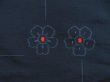 Photo6: 5726T13z810 Vintage Japanese Kimono Silk TSUMUGI Flower Navy (6)