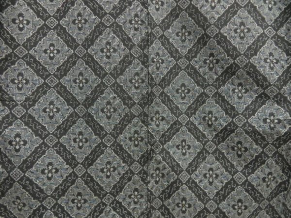 Photo4: 5726T14z670 Vintage Japanese Kimono Silk OSHIMA TSUMUGI  Black (4)