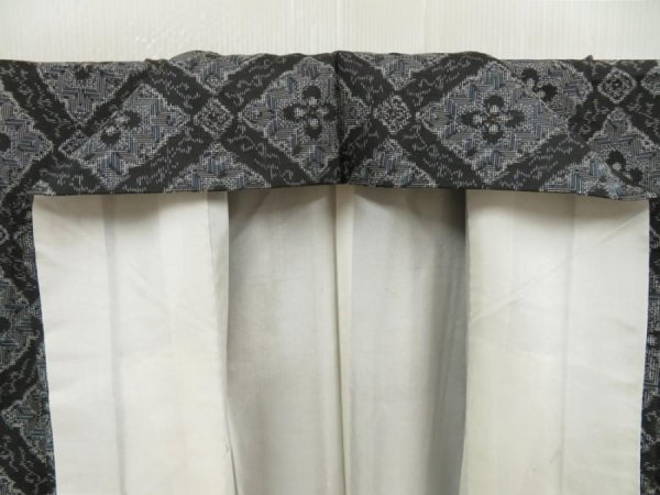 Photo6: 5726T14z670 Vintage Japanese Kimono Silk OSHIMA TSUMUGI  Black (6)