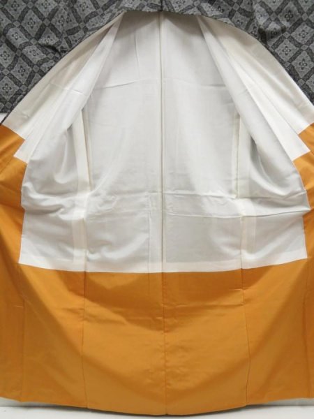 Photo8: 5726T14z670 Vintage Japanese Kimono Silk OSHIMA TSUMUGI  Black (8)