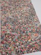 Photo2: 2K01z60  Japanese Kimono Silk  FABRIC Flowers Black 41.7x14.4 (2)