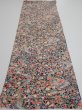 Photo5: 2K01z60  Japanese Kimono Silk  FABRIC Flowers Black 41.7x14.4 (5)