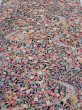 Photo1: 2K06z90  Japanese Kimono Silk  FABRIC Flowers Black 66.9x14.6 (1)