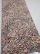 Photo2: 2K06z90  Japanese Kimono Silk  FABRIC Flowers Black 66.9x14.6 (2)