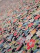 Photo4: 2K06z90  Japanese Kimono Silk  FABRIC Flowers Black 66.9x14.6 (4)