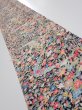 Photo1: 2K08z50  Japanese Kimono Silk  FABRIC Flowers Black 63.4x7.5 (1)