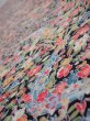 Photo4: 2K08z50  Japanese Kimono Silk  FABRIC Flowers Black 63.4x7.5 (4)