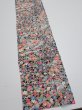 Photo2: 2K09z60  Japanese Kimono Silk  FABRIC Flowers Black 91.3x6.9 (2)