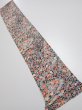 Photo1: 2K10z30  Japanese Kimono Silk  FABRIC Flowers Black 37.0x6.9 (1)