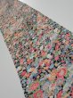 Photo2: 2K10z30  Japanese Kimono Silk  FABRIC Flowers Black 37.0x6.9 (2)