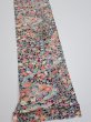 Photo3: 2K10z30  Japanese Kimono Silk  FABRIC Flowers Black 37.0x6.9 (3)