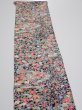 Photo4: 2K10z30  Japanese Kimono Silk  FABRIC Flowers Black 37.0x6.9 (4)