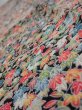 Photo5: 2K10z30  Japanese Kimono Silk  FABRIC Flowers Black 37.0x6.9 (5)