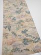 Photo2: 2K03z110  Japanese Kimono Crepe Silk  FABRIC Edo era Light brown 70.9x14.8 (2)