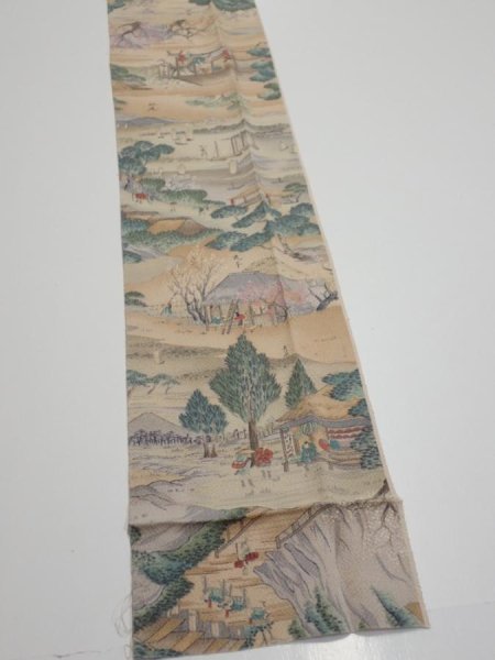 Photo1: 2K09z60  Japanese Kimono Crepe Silk  FABRIC Edo era Light brown 83.5x6.9 (1)