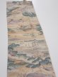 Photo3: 2K10z30  Japanese Kimono Crepe Silk  FABRIC Edo era Light brown 38.6x6.9 (3)