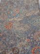 Photo1: 2K01z70  Japanese Kimono Crepe Silk  FABRIC Flowers Blue-Gray 41.7x14.6 (1)