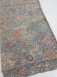 Photo2: 2K01z70  Japanese Kimono Crepe Silk  FABRIC Flowers Blue-Gray 41.7x14.6 (2)
