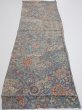 Photo5: 2K01z70  Japanese Kimono Crepe Silk  FABRIC Flowers Blue-Gray 41.7x14.6 (5)