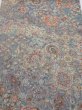 Photo1: 2K02z70  Japanese Kimono Crepe Silk  FABRIC Flowers Blue-Gray 40.9x14.6 (1)