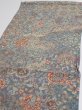 Photo4: 2K02z70  Japanese Kimono Crepe Silk  FABRIC Flowers Blue-Gray 40.9x14.6 (4)