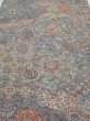 Photo1: 2K06z110  Japanese Kimono Crepe Silk  FABRIC Flowers Blue-Gray 69.7x14.4 (1)