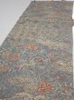 Photo3: 2K06z110  Japanese Kimono Crepe Silk  FABRIC Flowers Blue-Gray 69.7x14.4 (3)