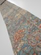 Photo1: 2K09z70  Japanese Kimono Crepe Silk  FABRIC Flowers Blue-Gray 88.6x6.9 (1)