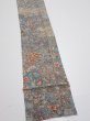 Photo2: 2K09z70  Japanese Kimono Crepe Silk  FABRIC Flowers Blue-Gray 88.6x6.9 (2)