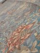 Photo4: 2K09z70  Japanese Kimono Crepe Silk  FABRIC Flowers Blue-Gray 88.6x6.9 (4)