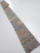 Photo5: 2K09z70  Japanese Kimono Crepe Silk  FABRIC Flowers Blue-Gray 88.6x6.9 (5)
