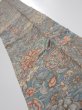 Photo2: 2K10z30  Japanese Kimono Crepe Silk  FABRIC Flowers Blue-Gray 38.6x6.9 (2)