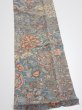 Photo3: 2K10z30  Japanese Kimono Crepe Silk  FABRIC Flowers Blue-Gray 38.6x6.9 (3)