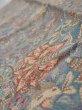 Photo5: 2K10z30  Japanese Kimono Crepe Silk  FABRIC Flowers Blue-Gray 38.6x6.9 (5)