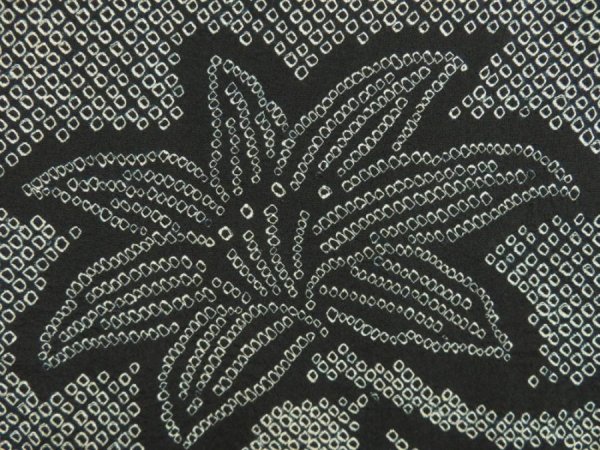 Photo4: 5803T03z440 Vintage Japanese Kimono Silk SHIBORI HAORI Flower Black (4)